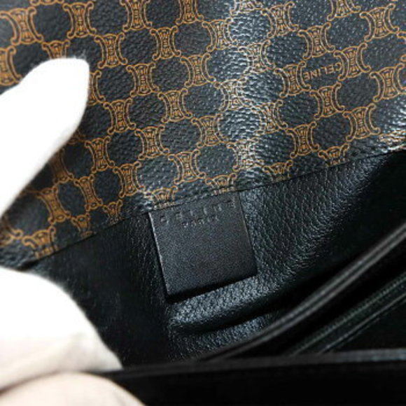 Celine Macadam Shoulder Bag Leather Black Brown - Picture 7 of 9